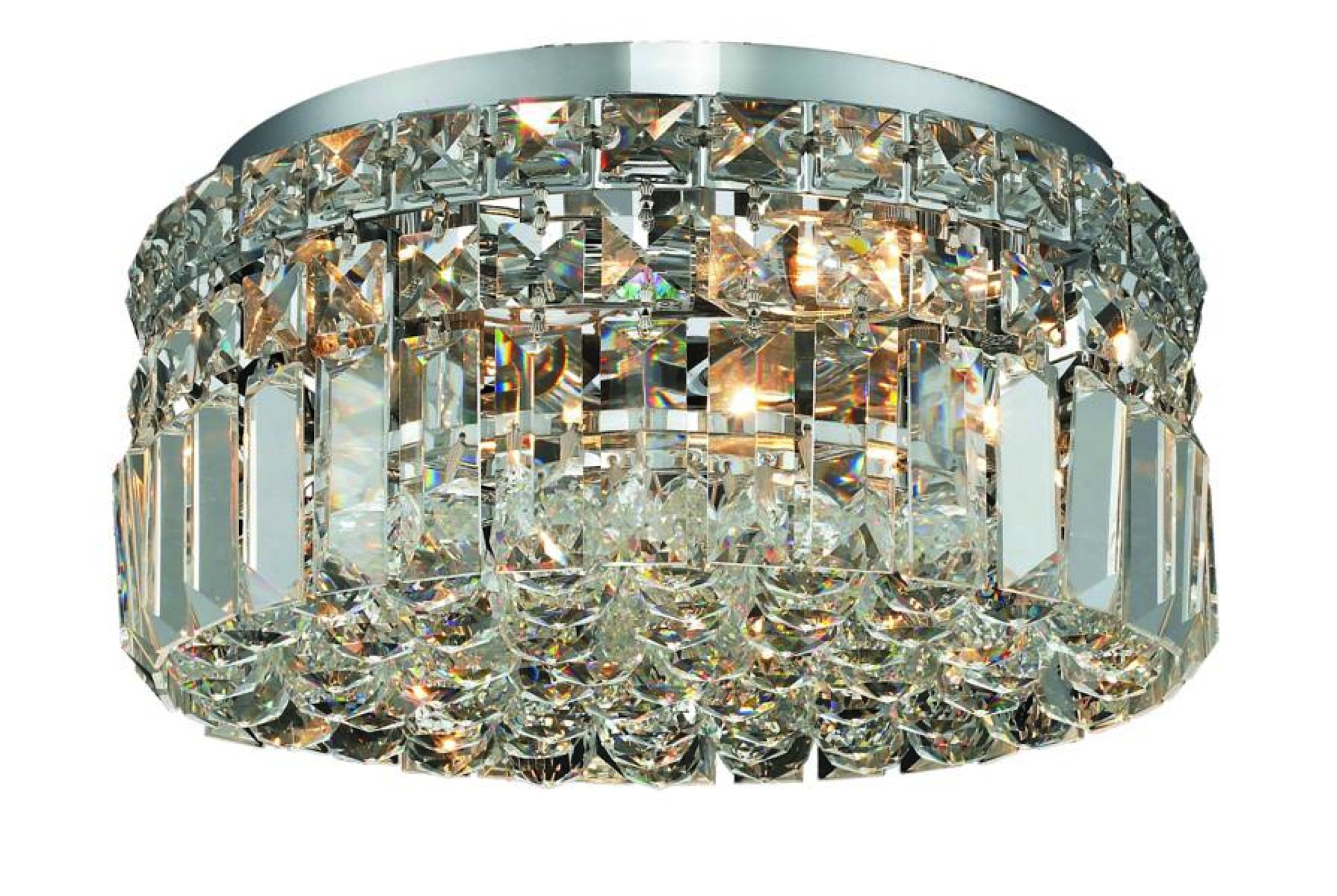Elegant Lighting 2030F12C/RC Maxim 5.5-Inch High 4-Light Flush Mount, Chrome Finish with Crystal (Clear) Royal Cut RC Crystal