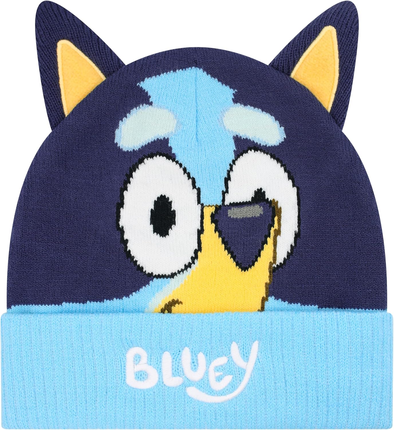 Bluey Bandit and Chilli Toddler Hat with Winter Mittens for Kids – Warm Winter Hat for Toddler with Kids Mittens Blue Grey