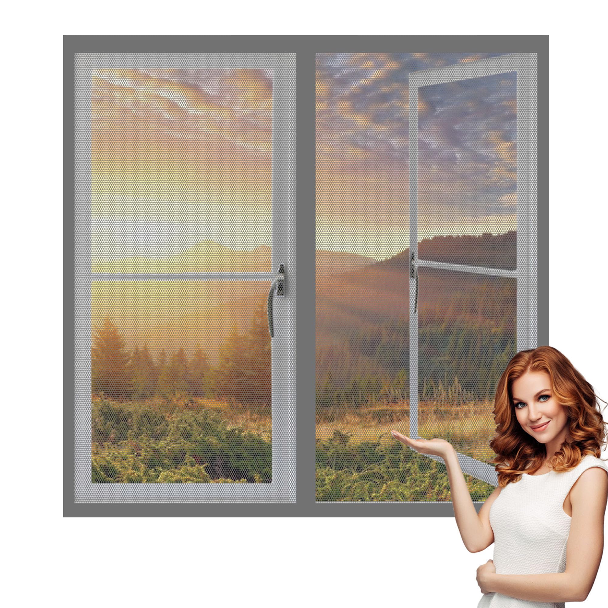 Fly Screens Windows 115 x 175 cm Prevents Insects Flies Mosquitoes from Entering The Room Fly Screen for Window Custom Size for Windows Doors and Patio Screens, Grey