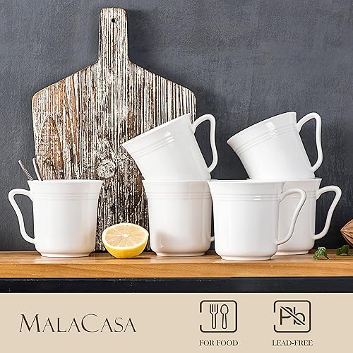 Miniatura 3 de MALACASA Juego de tazas de café, tazas cuadradas de porcelana de 12 onzas, juego de 6, tazas de té de mármol con asa para expreso, capuchino, té y