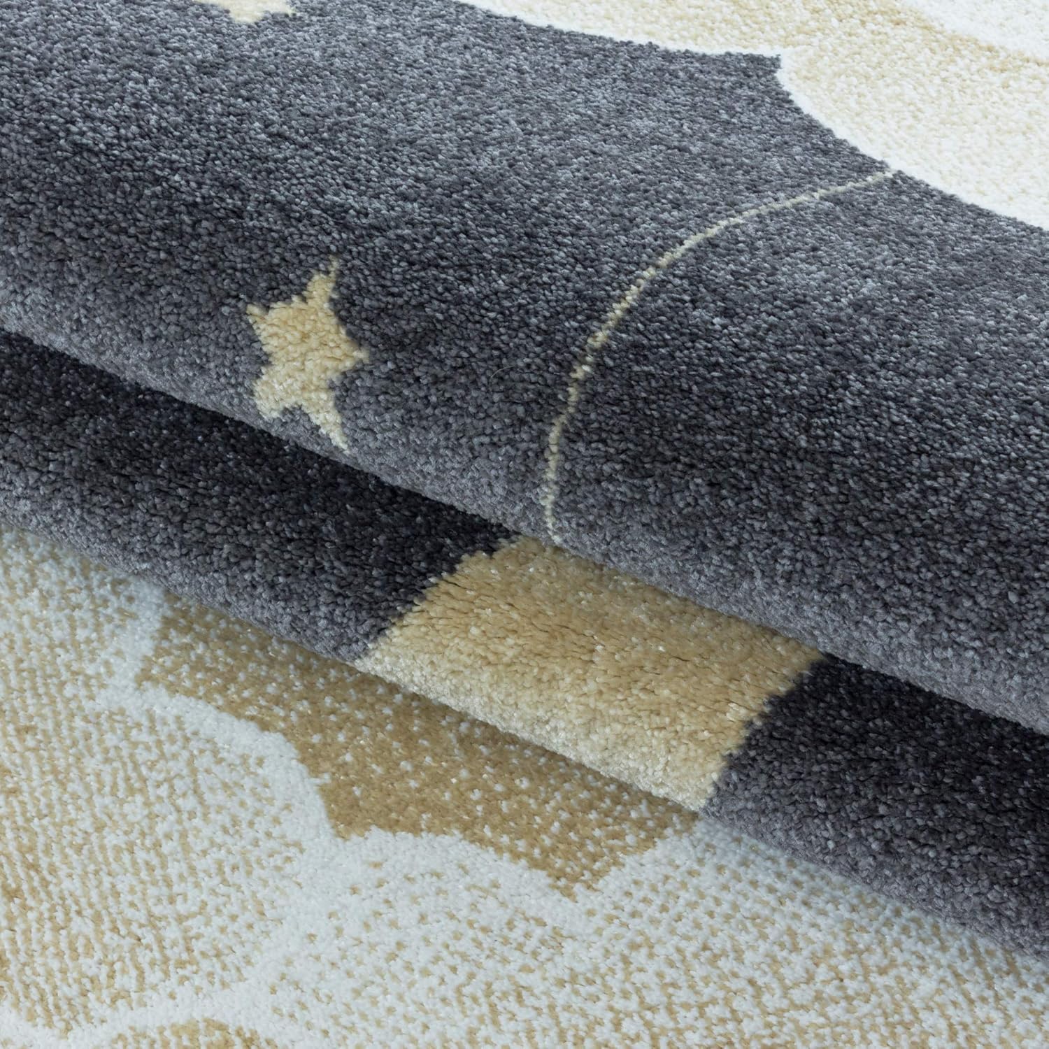 Lord of Rugs Funny Kids Soft Blue, Pink Yellow Clouds Moon Stars in the Sky Rug Nursery Carpet (2101 Yellow, 160x230 cm (5'3''x7'7''))