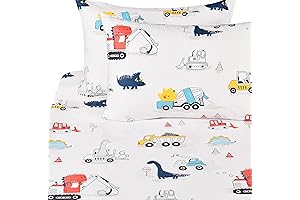 J pinno Dinosaur Construction Full Size Cotton Sheets for Kids