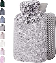 Hot Water Bottle with Cover, Soft Premium Fluffy Cover, 1.8 L Capacity, Hot Water Bottle for Adults for Cosy Nights, Pain Relief, Shoulder and Neck, Great Gift for Women