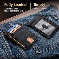 Vista 147 de Buffway - Billetera delgada minimalista de cuero con protección RFID para hombre y mujer Café Lichee