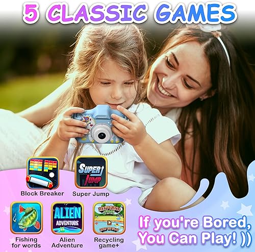 Miniatura 5 de Unicorn - Cámara digital para niños de 3 a 10 años con tarjeta de 32 GB, cámara de juguete para niños pequeños, regalo portátil para niñas y niños