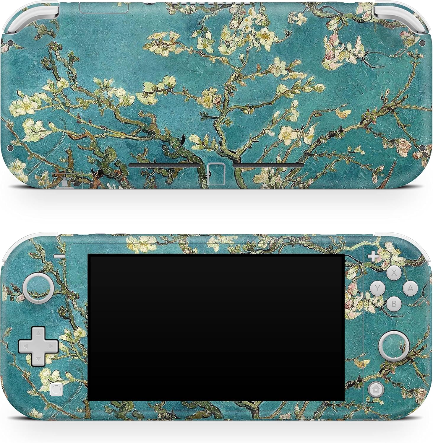 Tacky Design Almond Blossoms Decal Skin Compatible with Nintendo Switch Skin Wrap, Kawaii Pastel Skin for Nintendo Switch Lite Cover, Premium Vinyl 3M Full Wrap Decal (Turquoise)