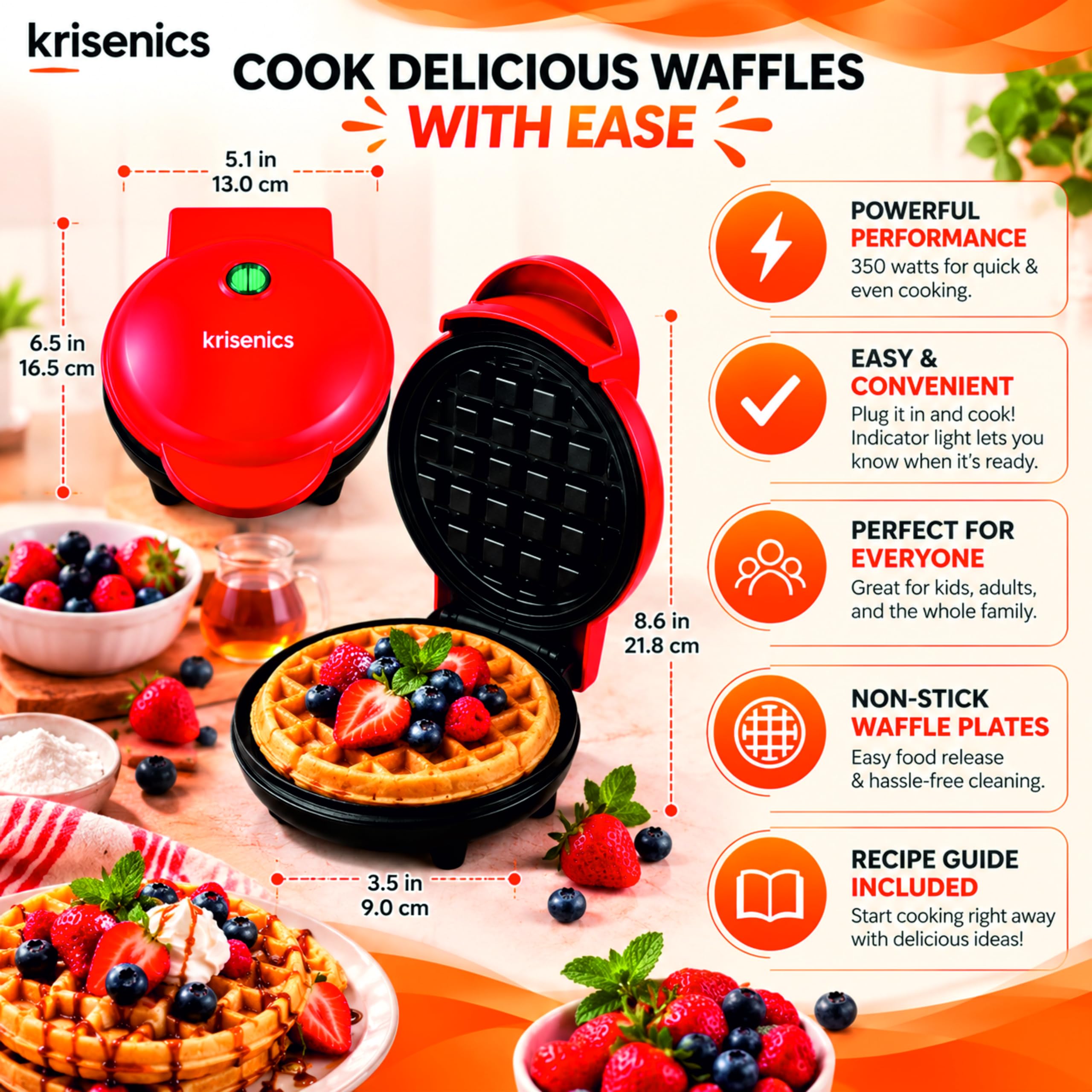 3-in-1 Waffle Maker - Waffles, Sandwiches & More! -6