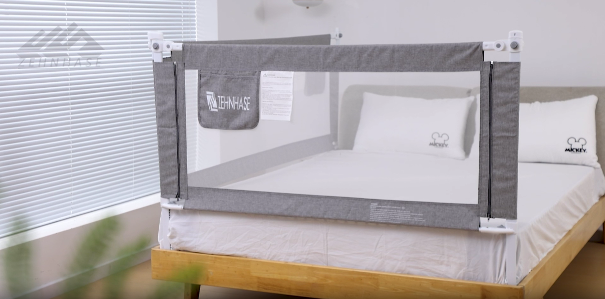 OHMG Barriera Di Sicurezza Per Letto Bambini 150 Cm - Regolabile In Altezza, Anticaduta, Tessuto Oxford, Facile Da Montare