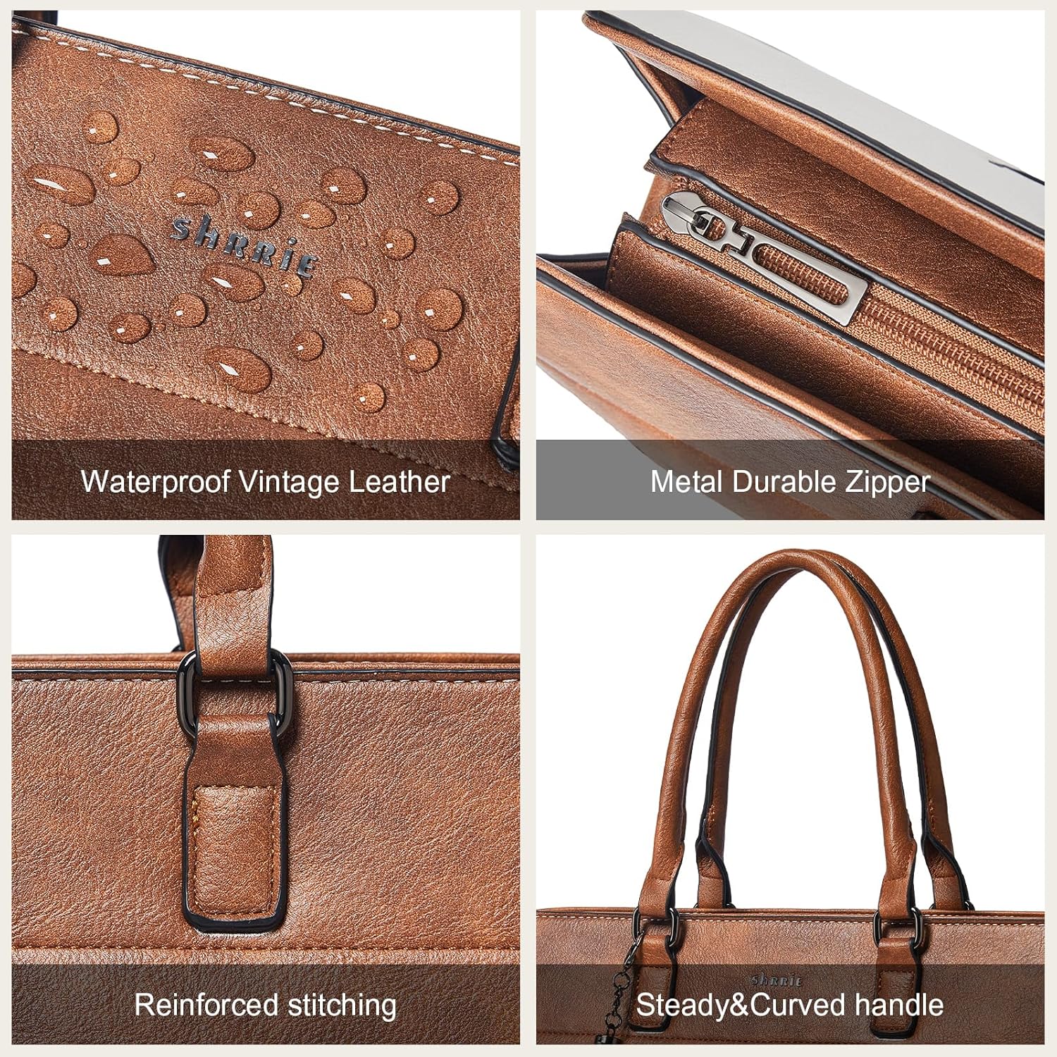 Shrrie 15.6 inches Laptop Bag for Women,Water-Resistant Work Bag Laptop Tote Bag,Briefcase with Satchel Purse - Image 3