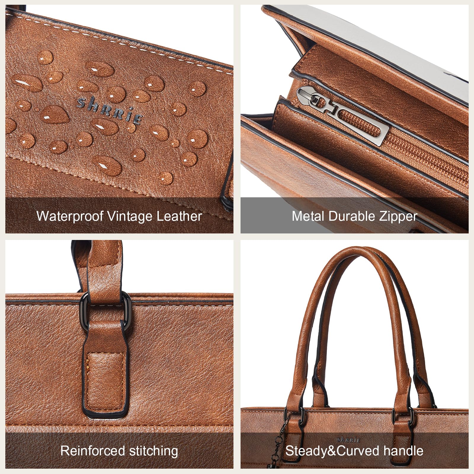 Shrrie 15,6 pouces sac pour ordinateur portable pour les femmes,Sac de travail résistant à l'eau sac portable,Valise avec sac à main