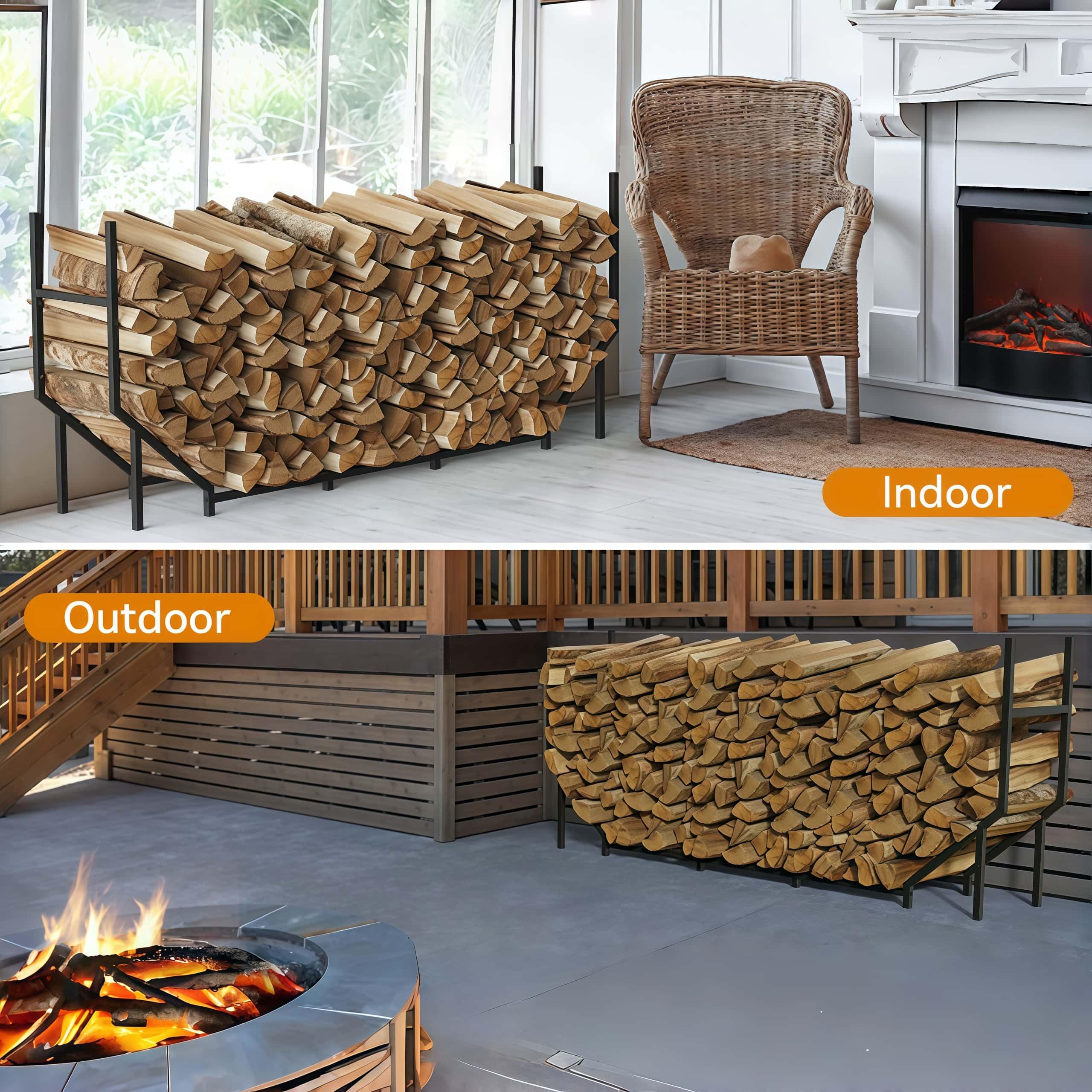 Amazon.com : 6 ft Firewood Rack Outdoor, Heavy Duty Metal Fire