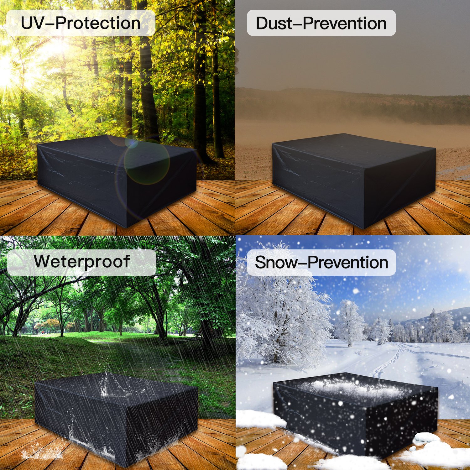 Dellcciu Gartenmöbel-Abdeckung 250x250x90cm - Wasserdichte Schutzhülle