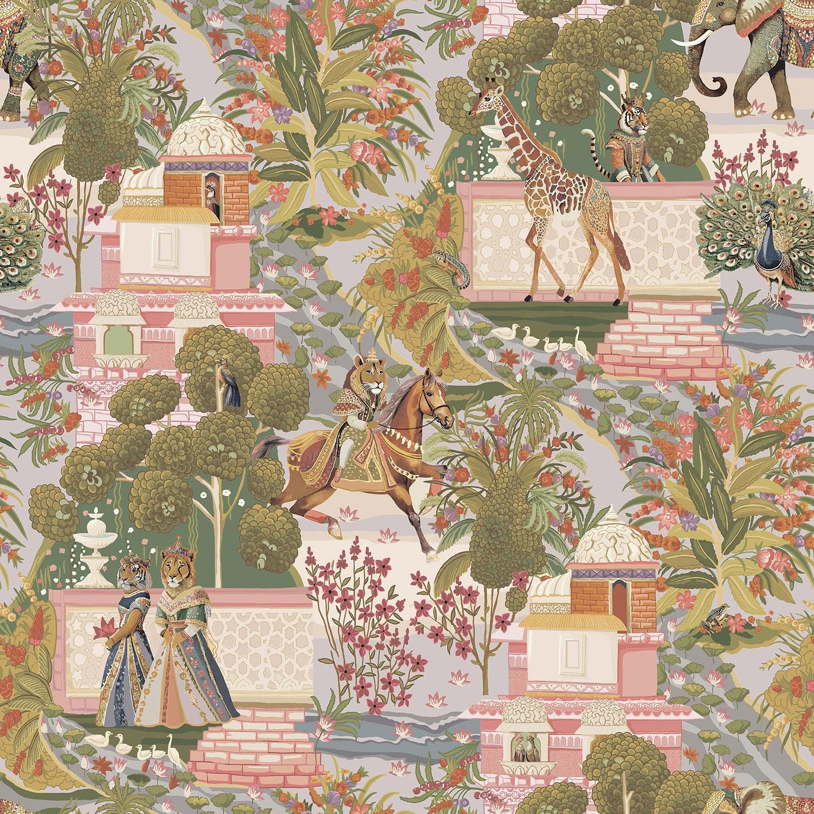 Holden Decor Animal Palace Multi Wallpaper Lion Elephant Stylish Feature Wall