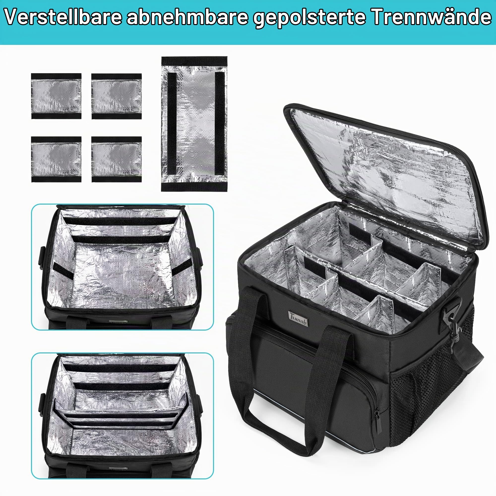 Trunab Isolierte Medizinische Tasche mit 5 Verstellbaren Trennwänden