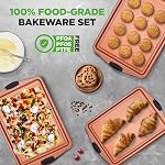 NutriChef, Bakeware Set, Baking Sheets, Cookie Sheets, Sheet Pan, Baking Tray, Nonstick, Black Carbon Steel Baking Set, Professional Kitchen Oven Trays, Roasting Pans, 3 pc.