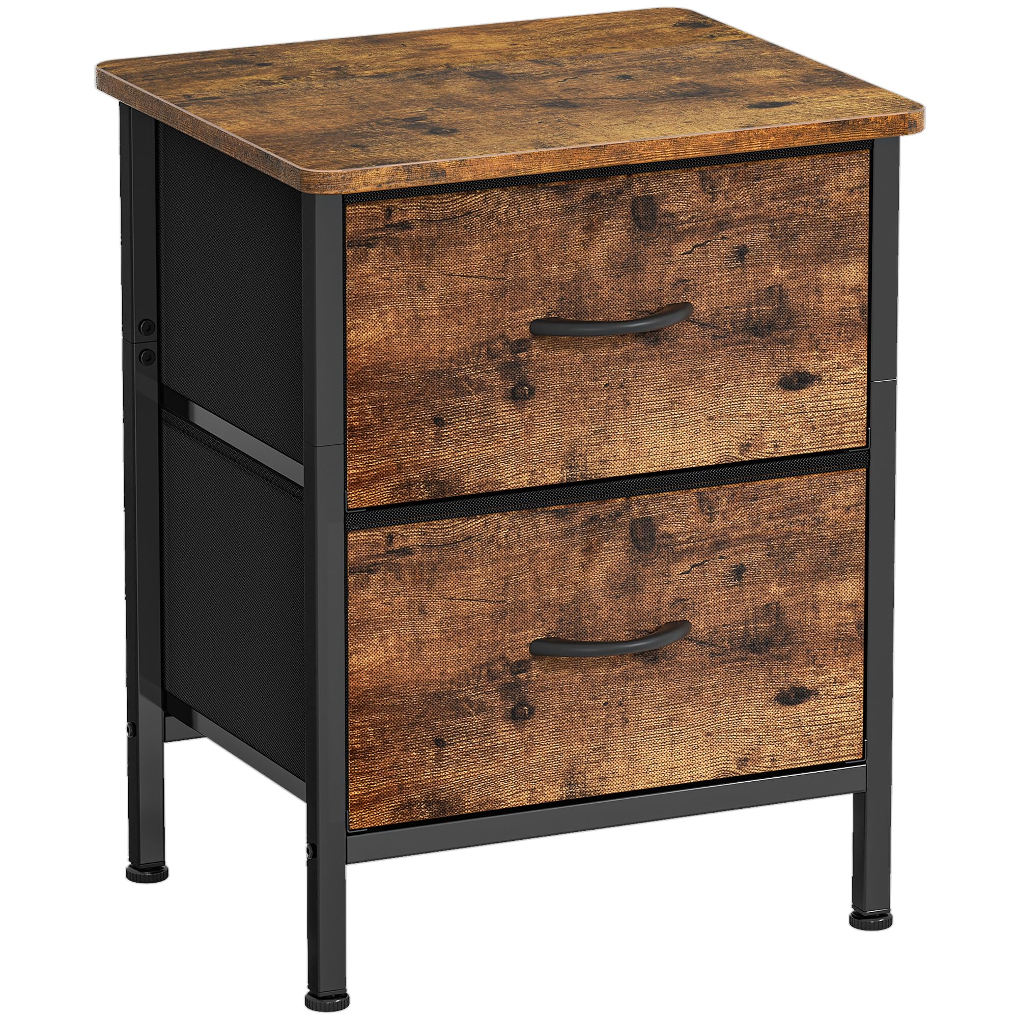 HOMIDEC Bedside Table, Bedside Cabinet with 2 Large Capacity Fabric Storage Drawers, 54.5cm Height Sofa Side Table End Tables Nightstand for Bedroom, Living Room, 42x30cm