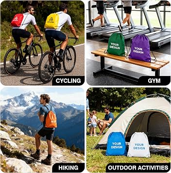 Custom Drawstring Bags Up to 2000Pack Personalized Bulk with Logo Text Name, Customizable Cinch String Sports Backpacks, Personalized Sling Tote Bag for Gym Sport Event Travel, Gift, Activity