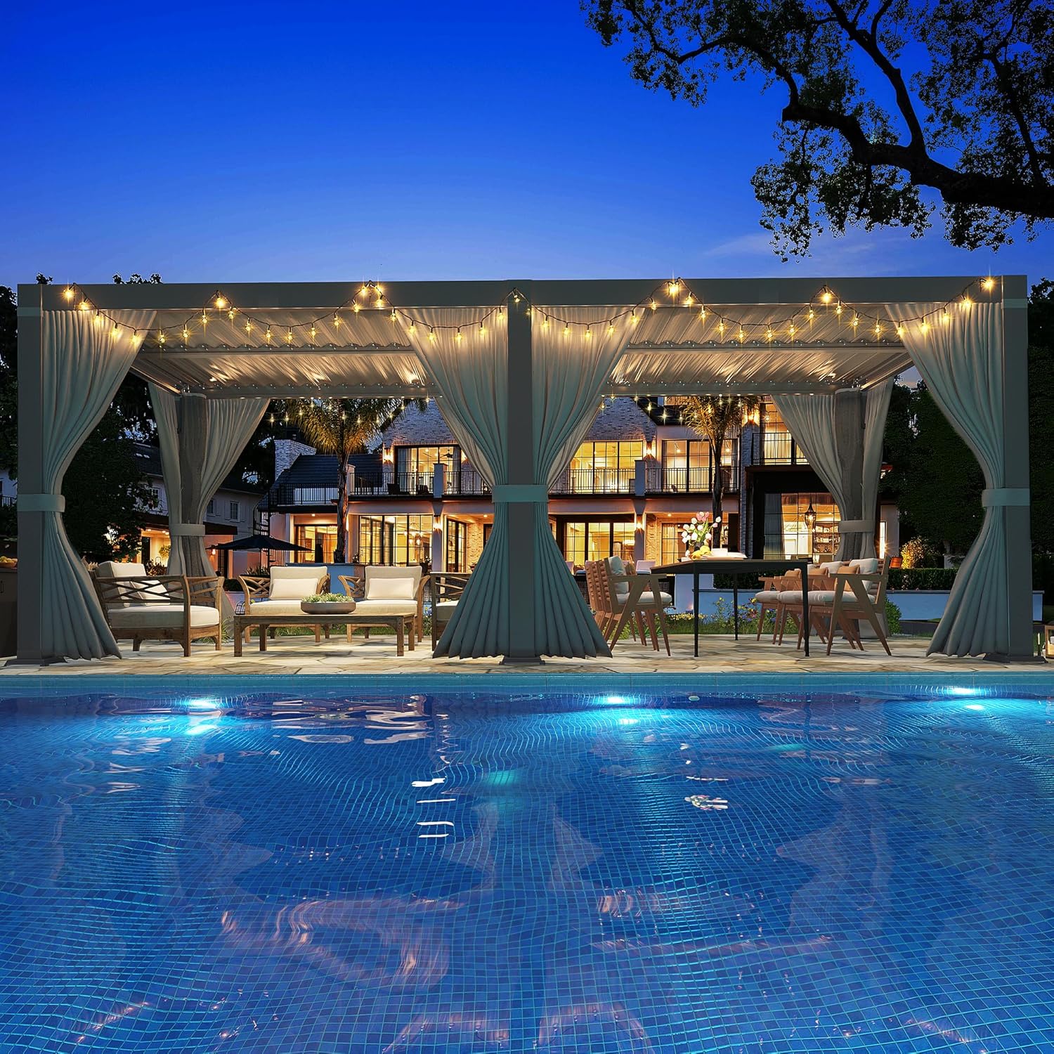 AirWire Louvered Pergola 10x20 ft with Adjustable Roof
