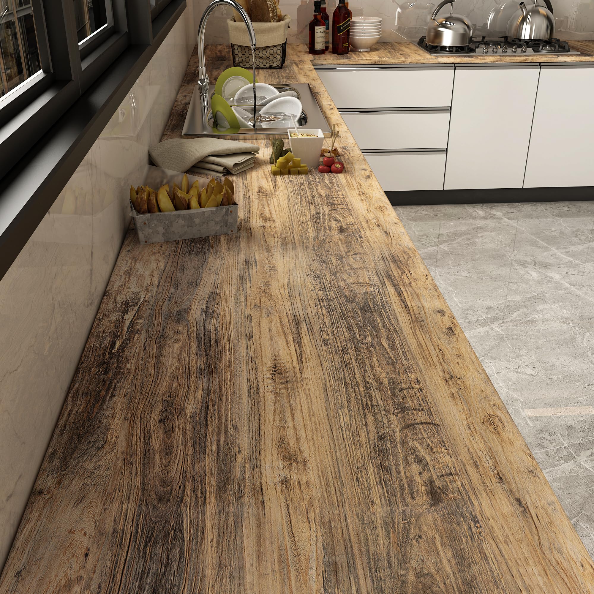 JSEVEM 60 cm × 9 m di spessore, larghezza grigio chiaro, marrone