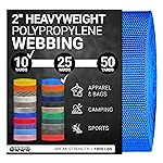 Strapworks Heavyweight Polypropylene Webbing - Heavy Duty Poly Strapping for Outdoor DIY Gear Repair, 2 Inch x 10 Yards - Pacific Blue