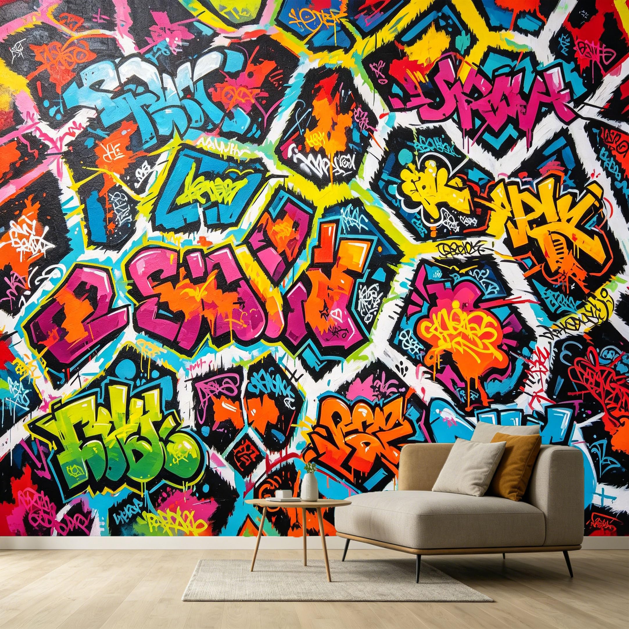 Custom Size Wall Murals Street Art Graffiti Modern Abstract Vibrant Colors SelfAdhesive Wall Fabric Removable Large Wallpaper for Photo Living Room