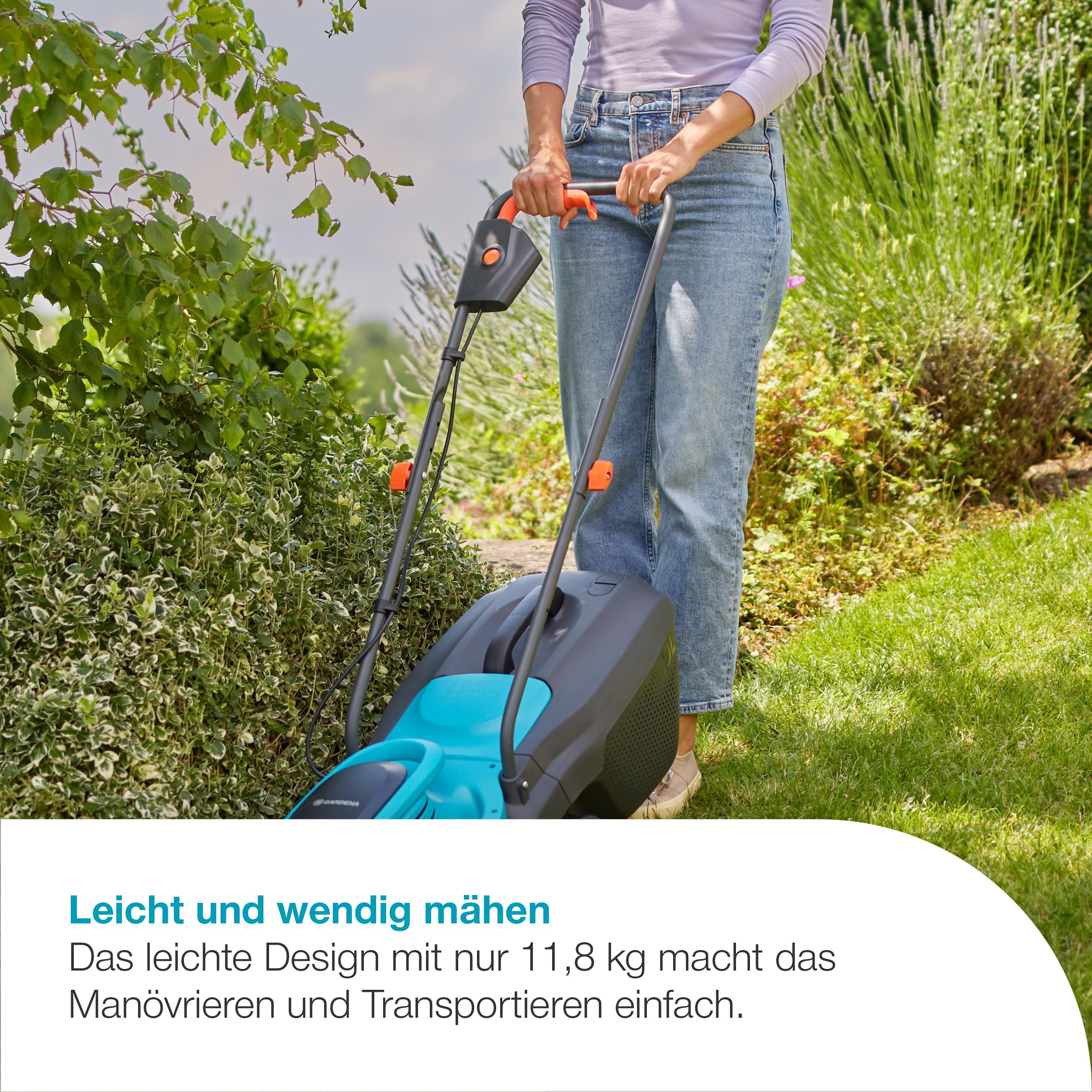 Gardena Akku-Rasenmäher EasyMax 32/18V P4A Ready-to-Use Set: Schneidmesser, Leichtgewicht, Höhenverstellung, Grasauffang, Kabellos (14634-20)