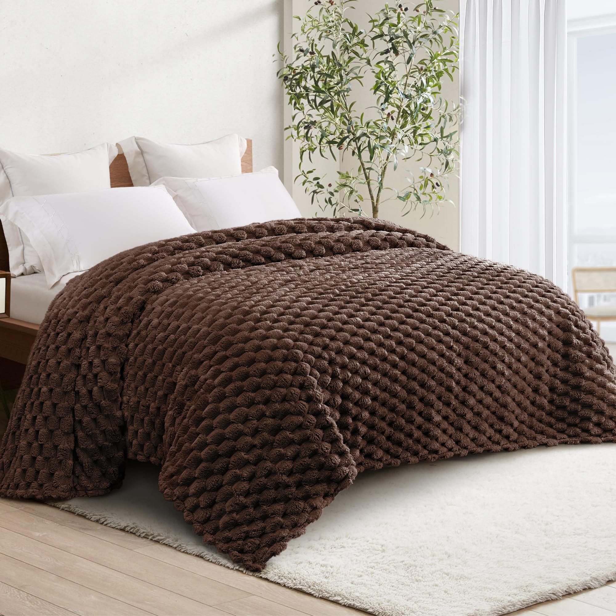 Whale Flotilla King Size Blanket for Bed with Jacquard Pattern, Fuzzy Soft Cozy Exquisite Blankets for All Season, Warm and Fluffy, 90x104 Inch,