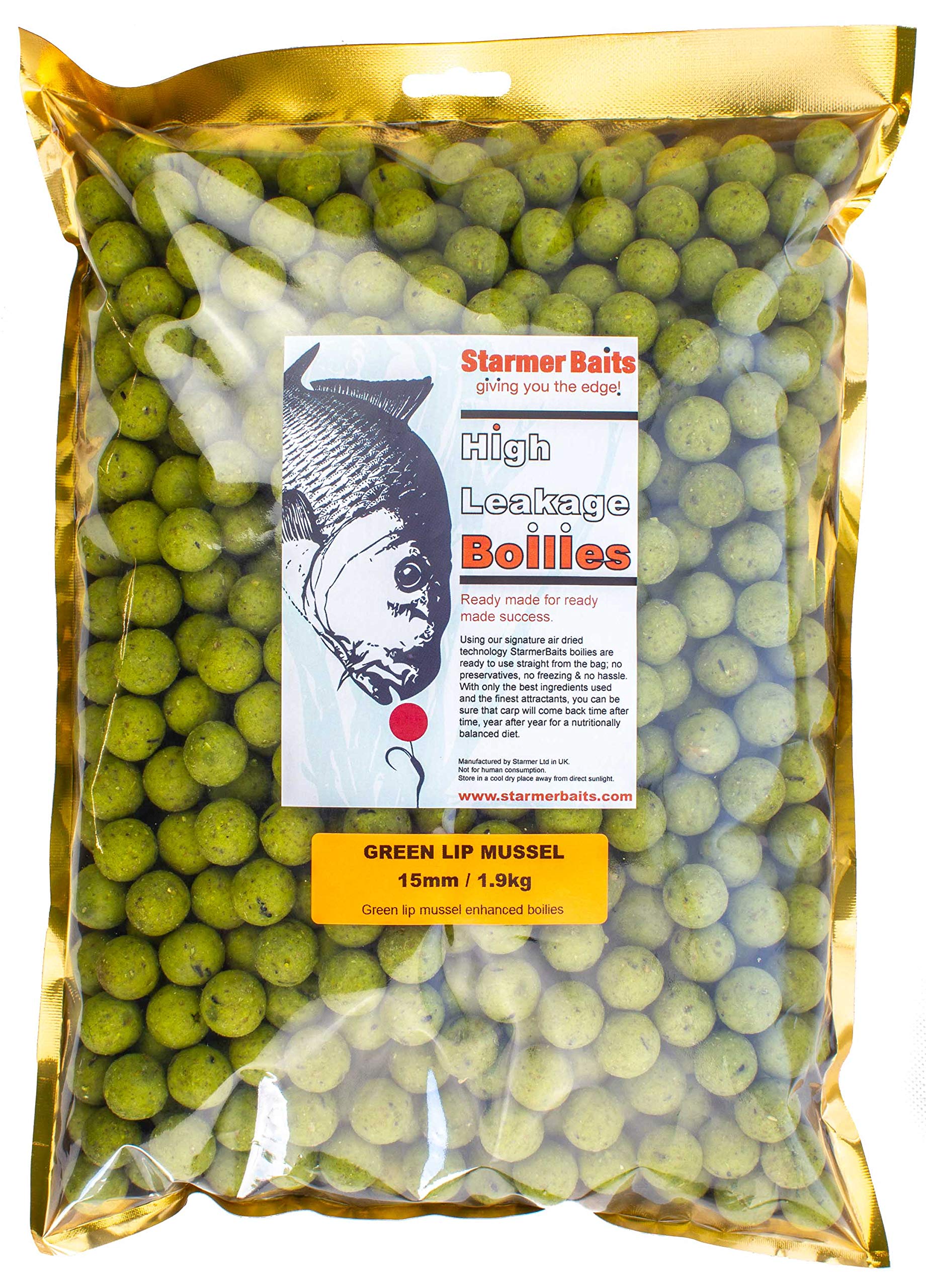 starmerbaits Green lip mussel boilies / 15mm / 1.9kg