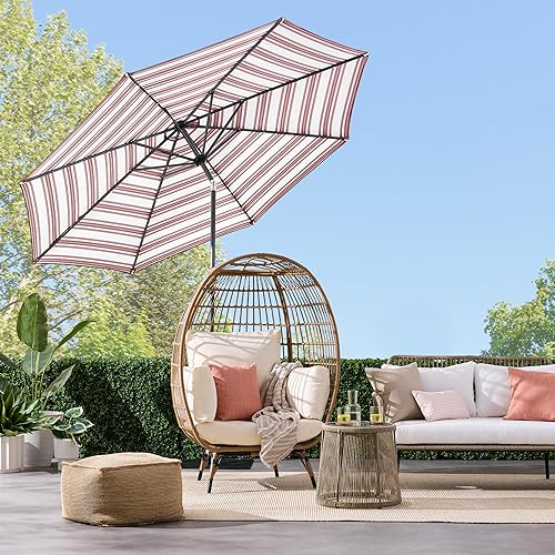 Vista 402 de Best Choice Products - Sombrilla solar de 7.5 pies para exteriores, patio, mesa, mercado, terraza, piscina con inclinación, manivela, luces LED