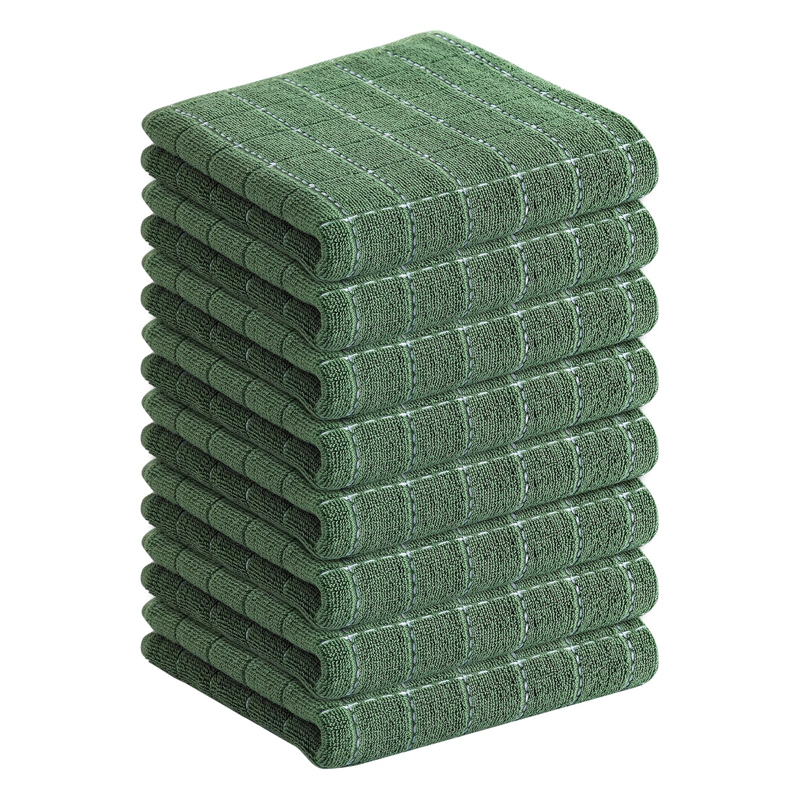 Homaxy 100% Cotton Terry Kitchen Towels, 8 Pack, Grass Green | Ultra Soft and Absorbent Dish Towels for Kitchen, Suitable for Drying and Washing Dishes