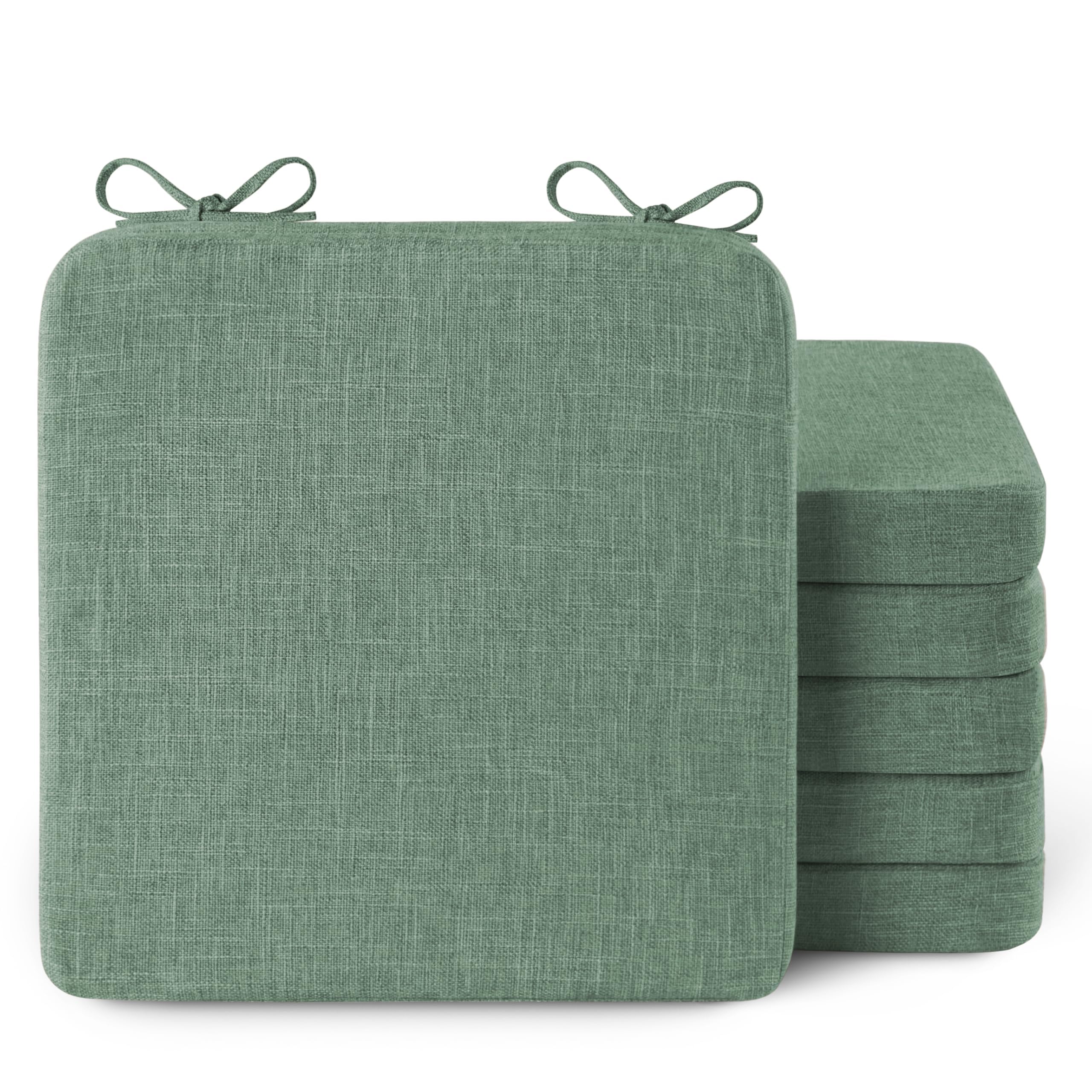 AddGrace Square Chair Cushions for Dining Chairs 16x16x2inch (6, Sage Green)
