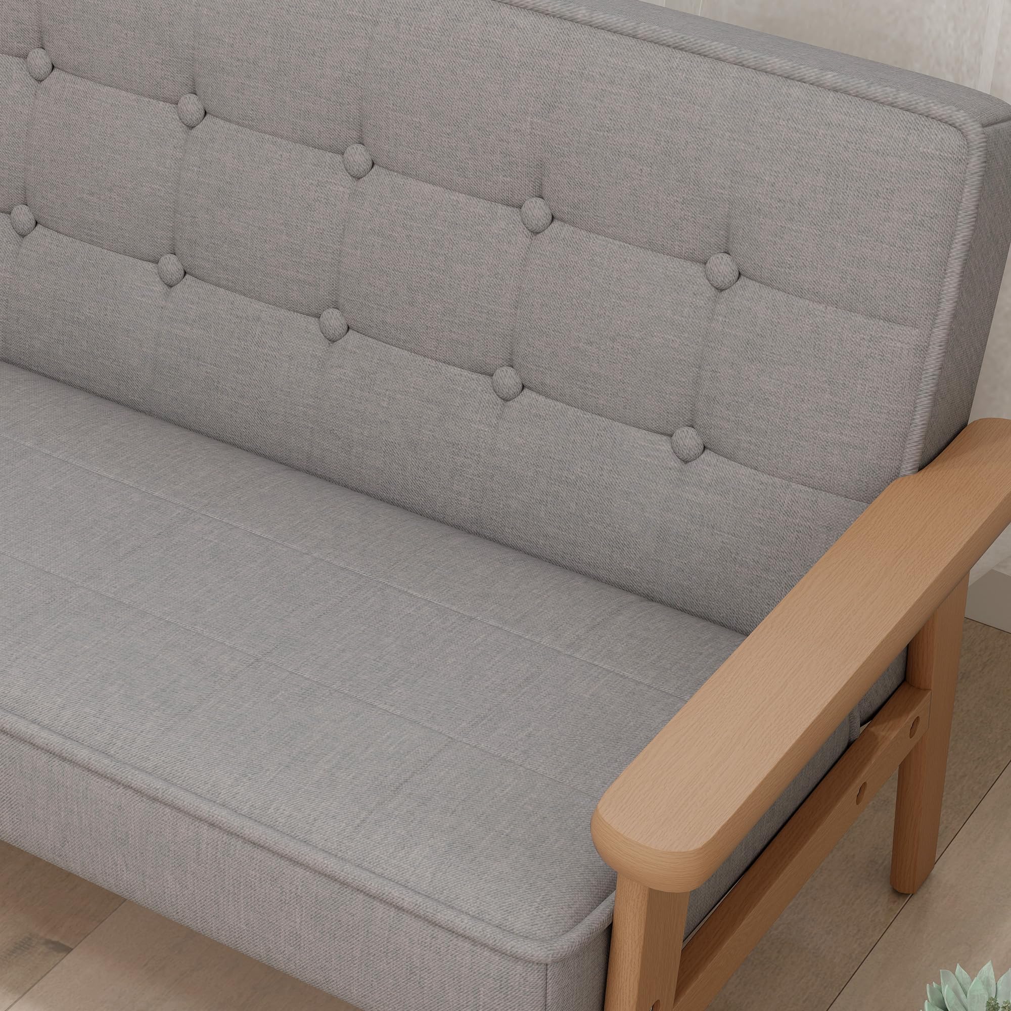 AIYAPLAY Sofá para Niños de 2 Plazas, Sillón Infantil de Felpa Suave con Estructura de Madera, Asiento y Respaldo Acolchados, Reposabrazos, para Niños de +3 Años, para Dormitorio, Sala de Juego, Gris