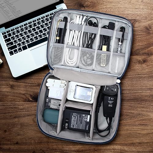 Miniatura 6 de VOCUS Organizador de artículos electrónicos, bolsa organizadora de cables de viaje para accesorios electrónicos, estuche de almacenamiento grande