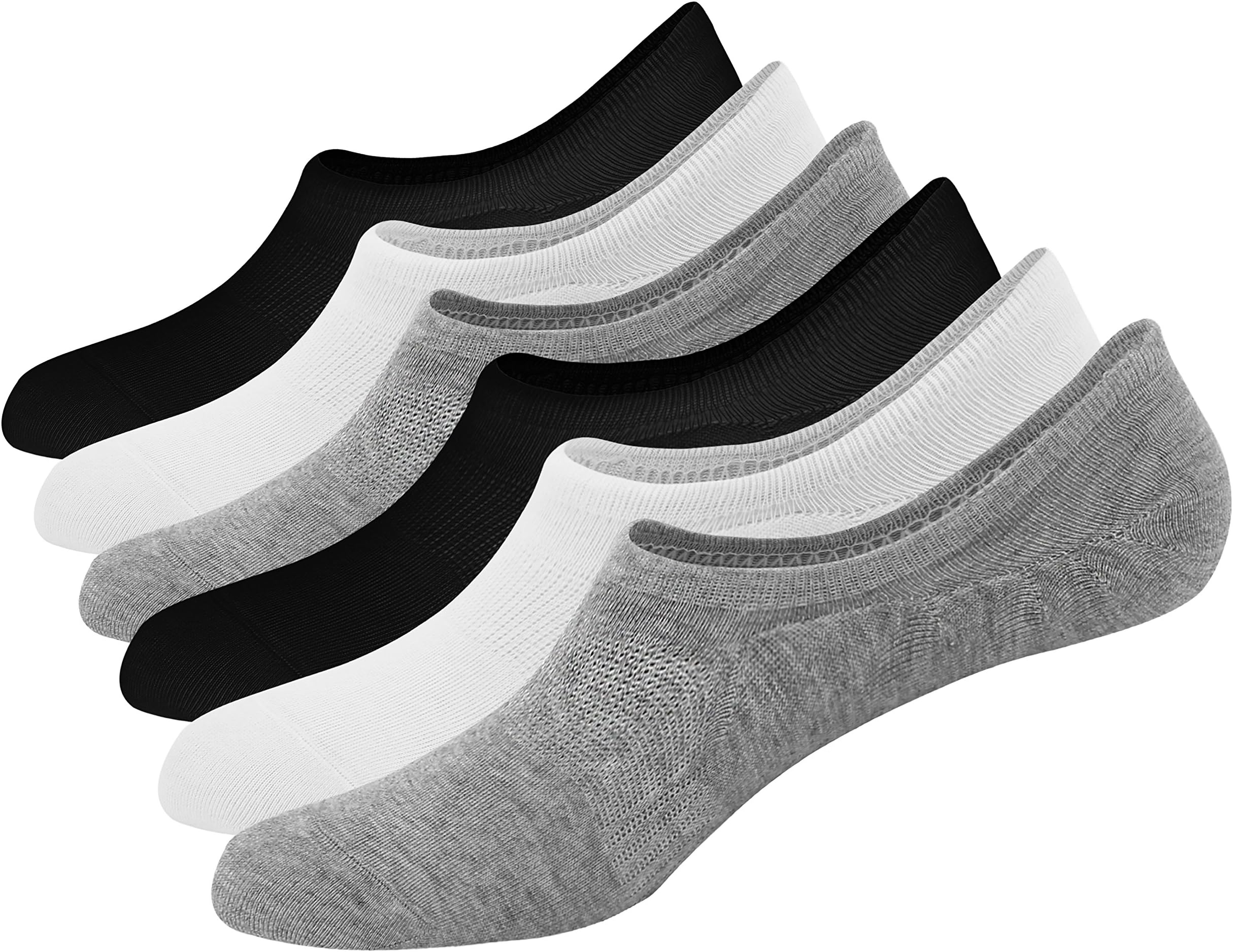 No Show Socks for Men 6 Pack Casual Cotton Thin Low Cut Flat Boat Liners Sneakers Loafers Invisible Sock Non Slip