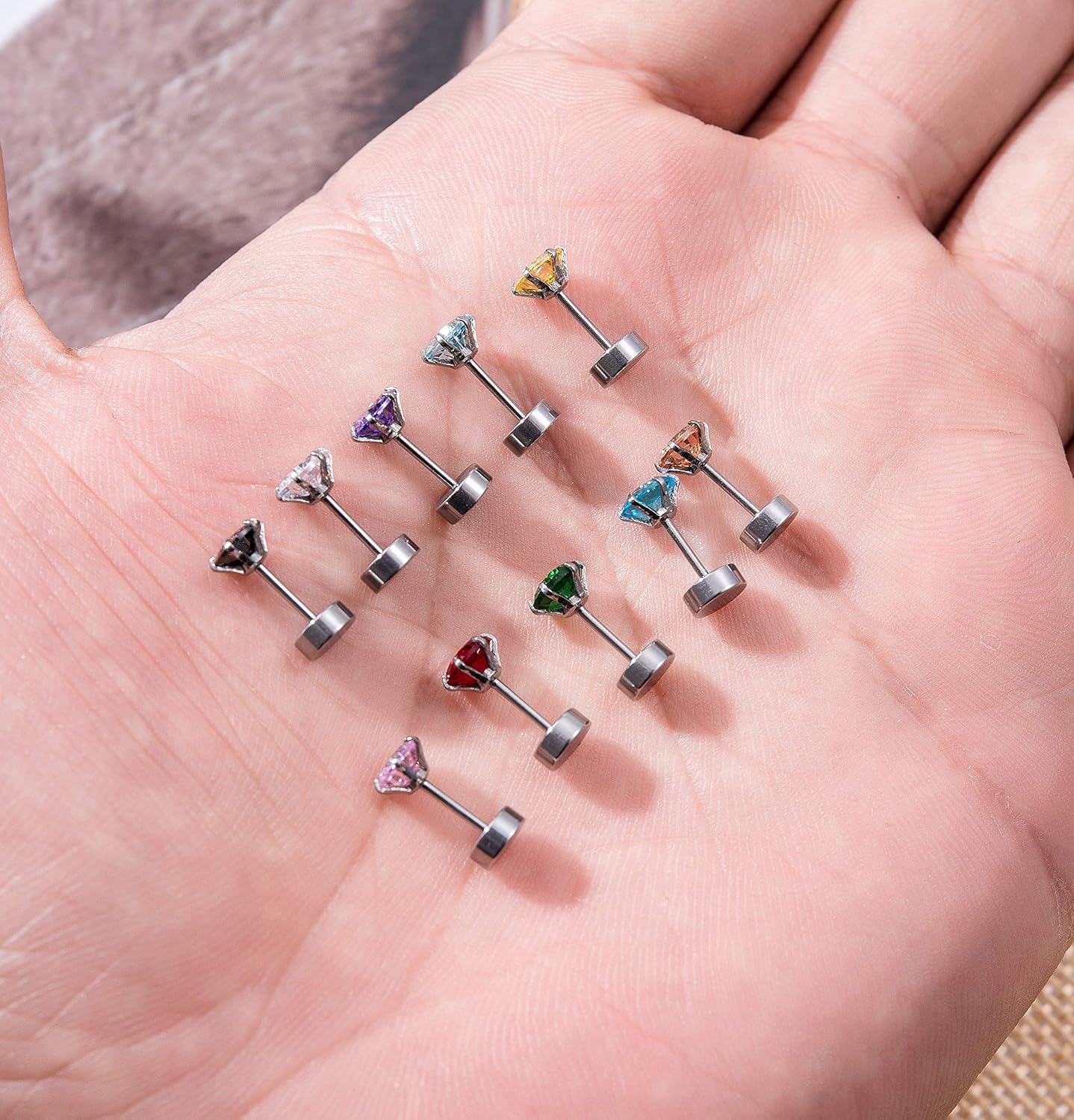 15 Pairs 20G 316L Stainless Steel CZ Stud Earrings for Women Men Cartilage Screwback Earring Set 2-6mm - Image 6