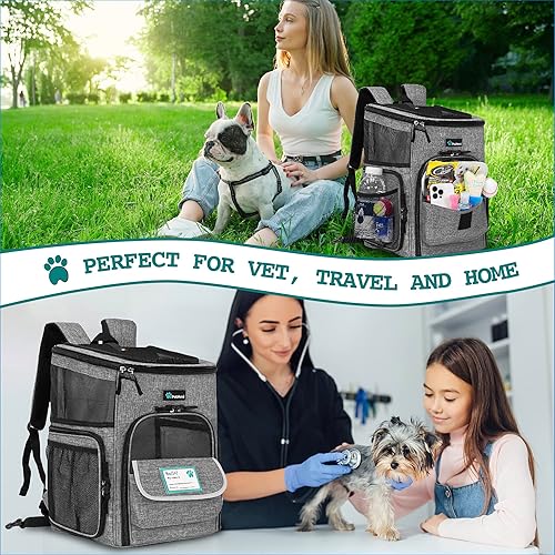 Miniatura 7 de PetAmi - Mochila para perros y gatos pequeños  Aprobado por aerolínea  Entrada ventilada de 4 vías, seguridad y soporte suave de espalda  Plegable