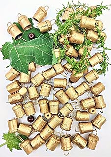HIGHBIX Tiny Harmony Cow Bells 50 Pieces Vintage Handmade Rustic Lucky Christmas Hanging Mini Bells Pack