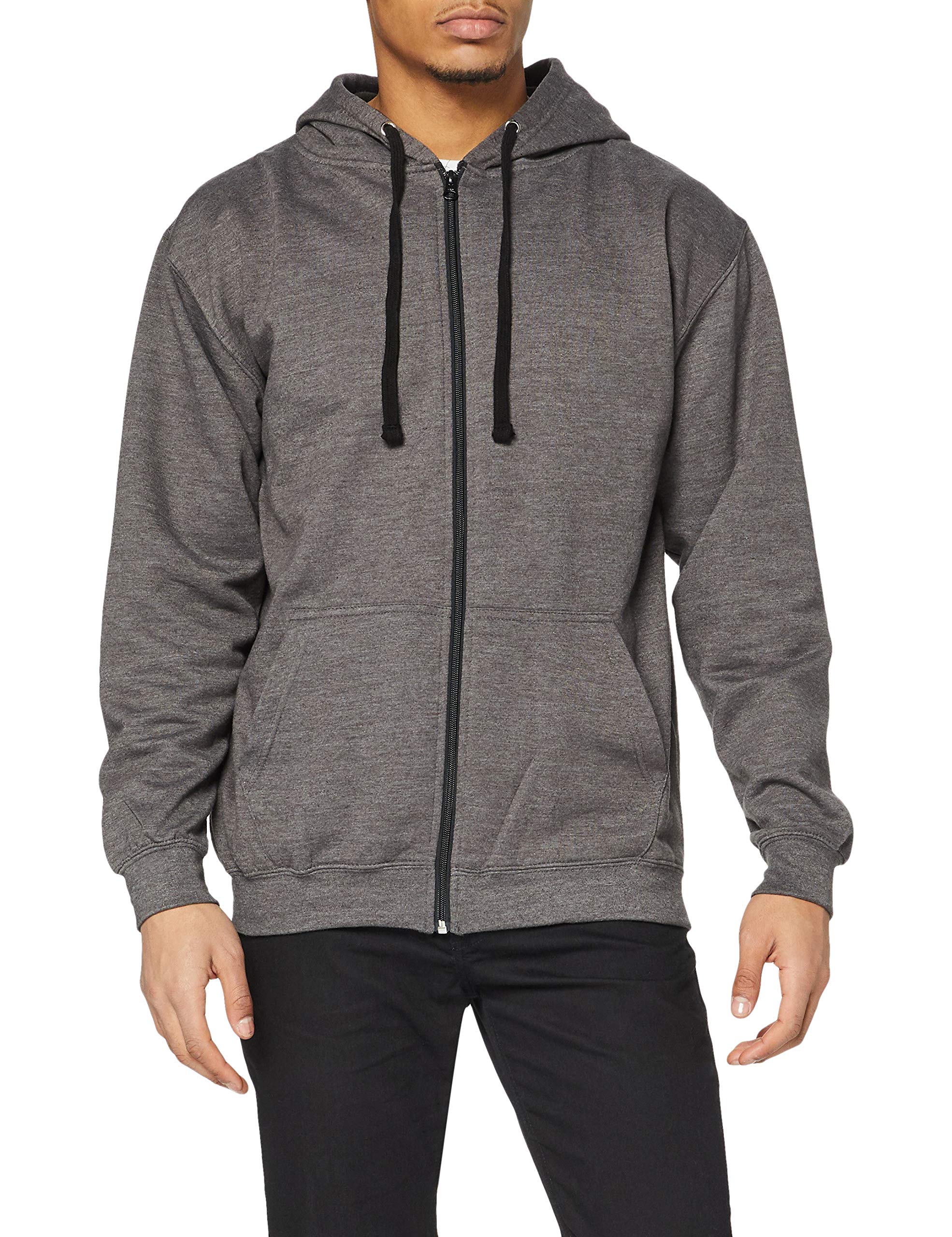 AWDis Men's Varsity Zoodie Hoodie, Multicoloured (Charcoal/Jet Black), X-Large