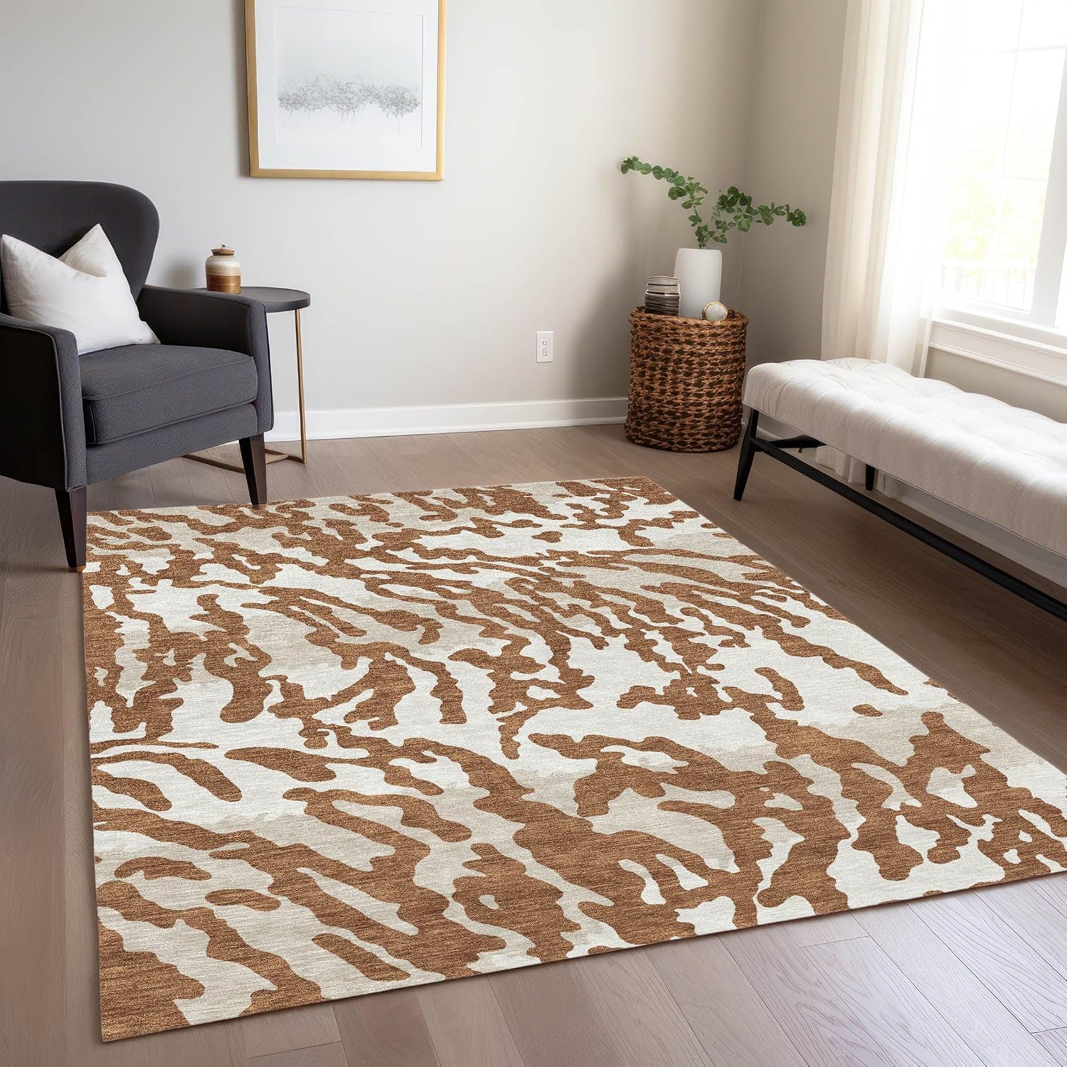 Addison Rugs Chantille ACN873 Orange 10' x 14' Indoor/Outdoor, Machine Washable, Easy Clean, Non Shedding, Bedroom, Living Room, Dining Room, Kitchen, Patio Rug