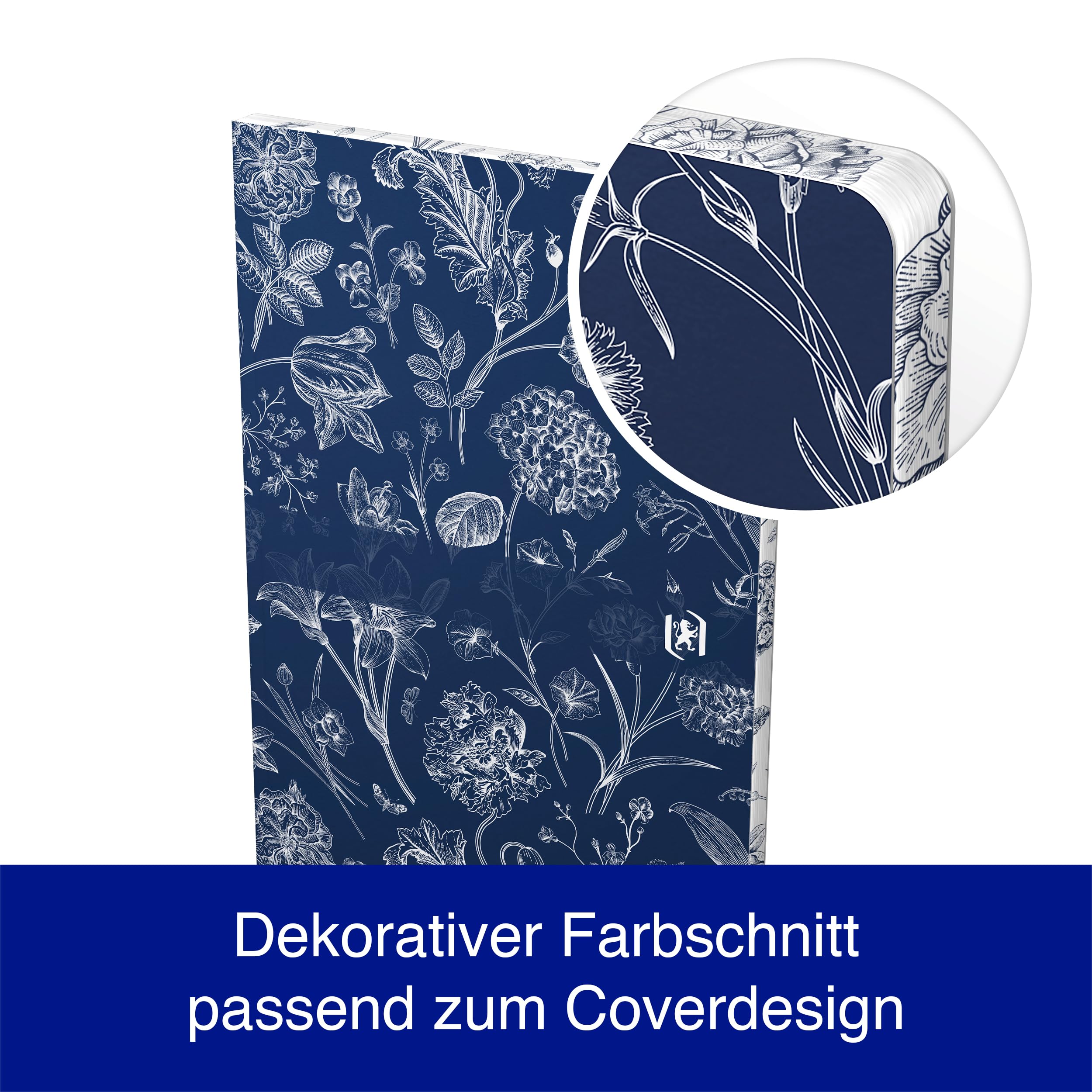 Oxford 'Romance' Notizbuch B5 (17x24,5 cm) kariert, 160 Seiten, Softcover mit Glanzdetails und Motiv-Farbschnitt, 4 Motive, 5 Stück