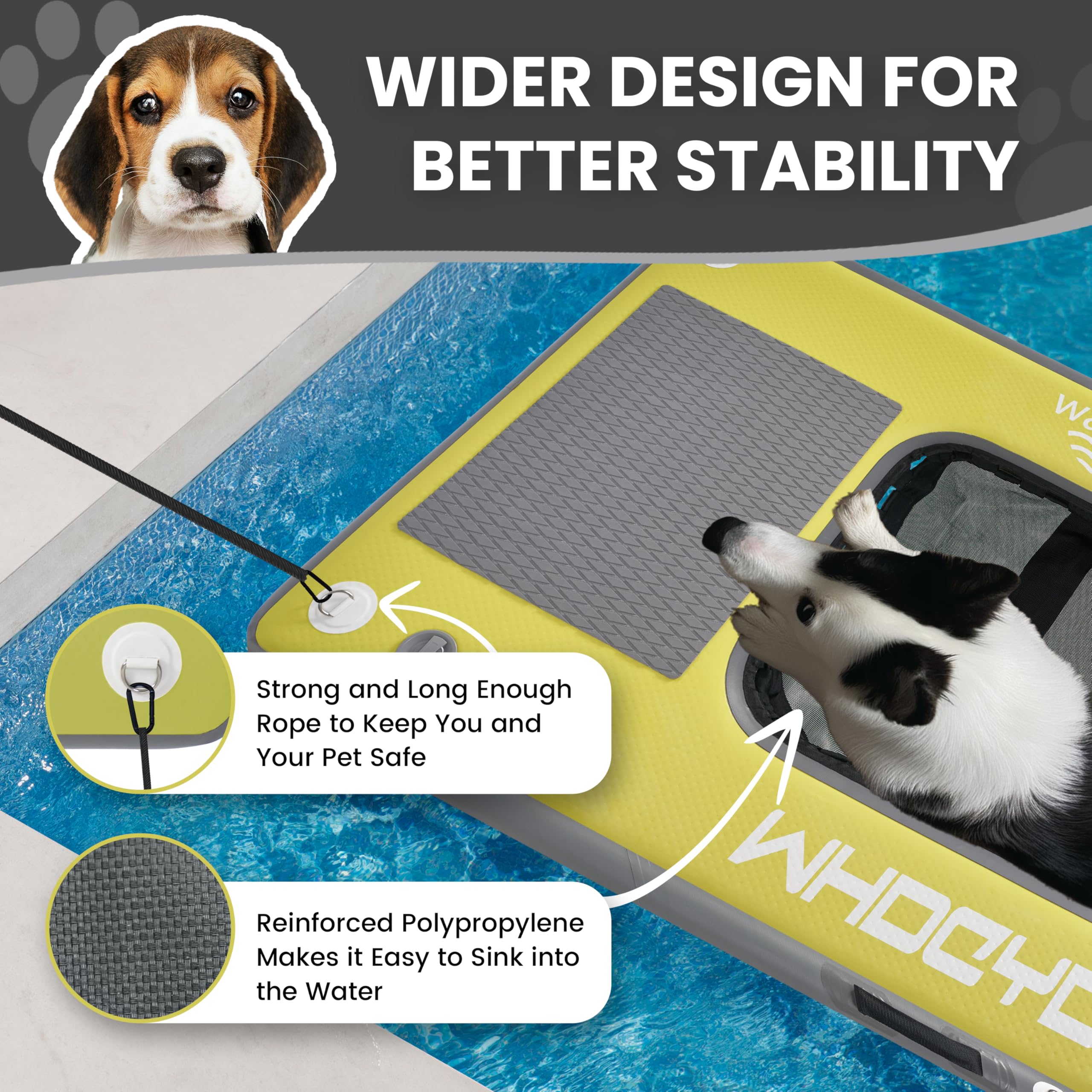 Aufblasbare Hunde-Planke, schwimmende Rampe, Ausstieghilfe für Pools, Boote, Landesteg, Stufe zum Schwimmen, für Haustiere bis 90 kg, Pool-Bett für Menschen