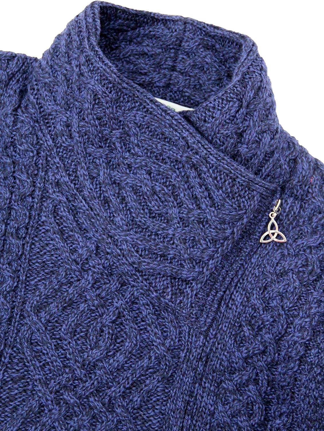 Aran Crafts Women's Irish Soft Cable Knitted Side Zip Coat (100% Merino Wool)