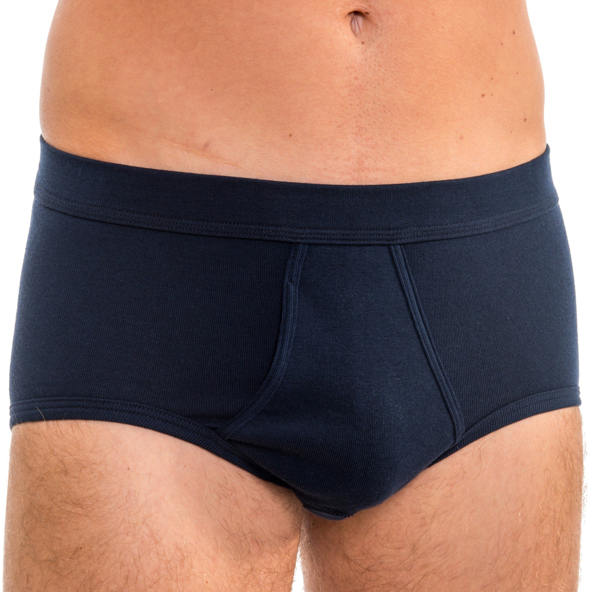 HERMKO 3240 Lot de 4 Slip Homme avec Ouverture Fine côte en 100% Coton Biologique Lavable à 60°C - Beaucoup Couleurs