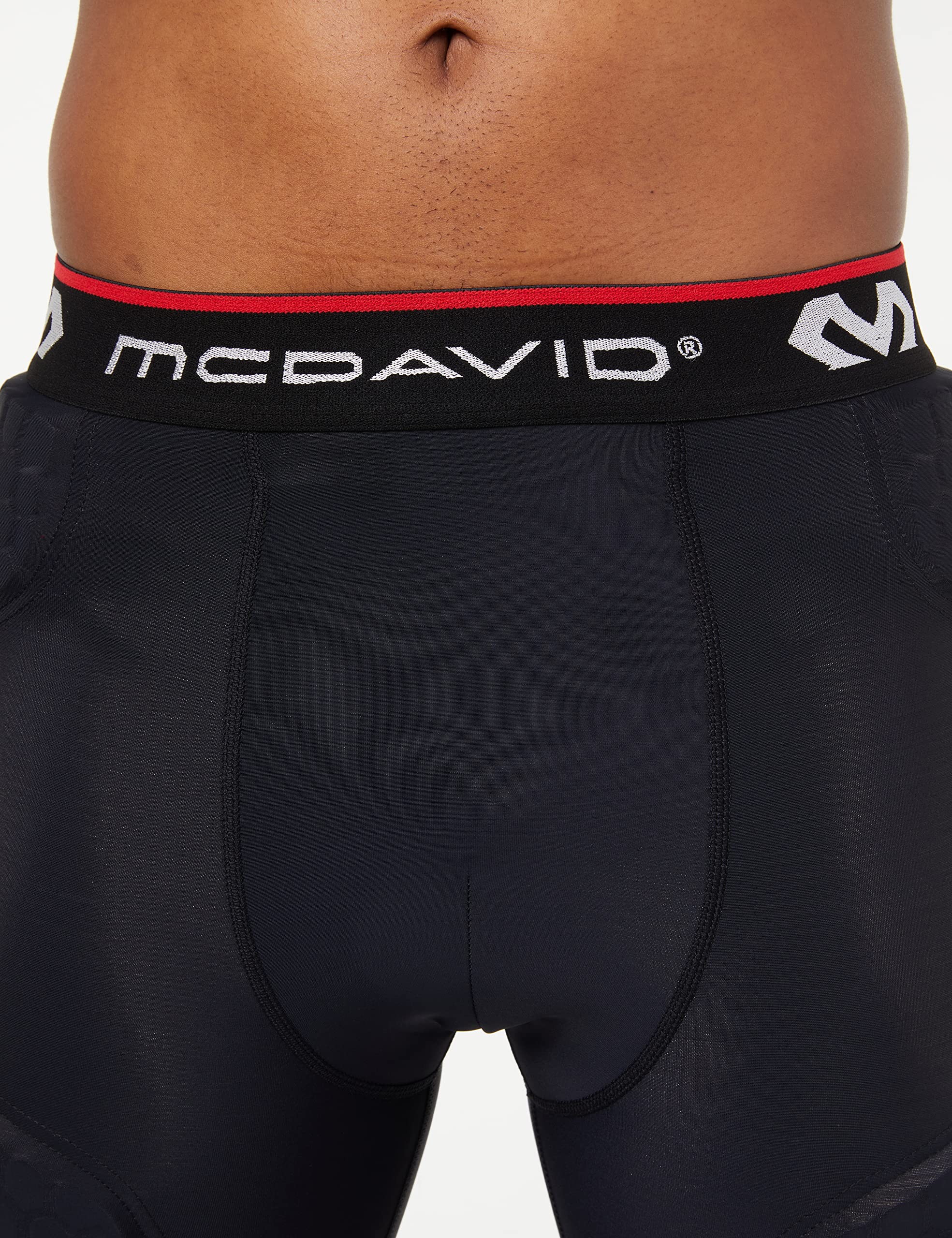McDavid 737 Thudd Gepolsterte Kompressionsshorts für Hüft-, Steißbein- & Oberschenkelschutz und Halt, mit Schalen-Tasche, ideal für Kontaktsportarten (1 Paar)