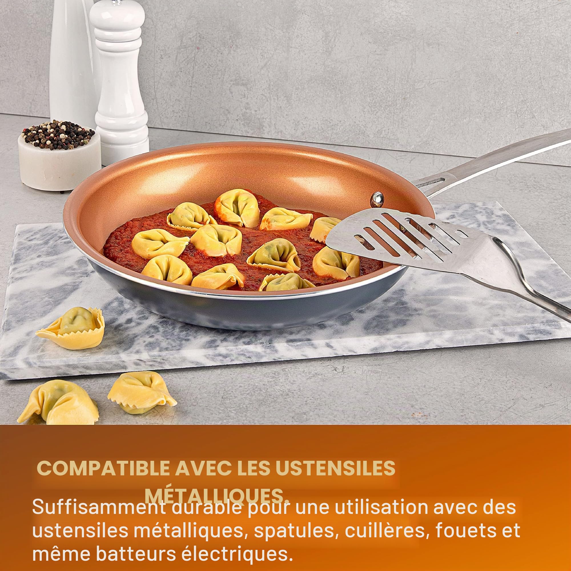Gotham Steel Kitchen Essentials 5 Piece Kitchen Utensil Set with Copper Surface Ultra Non-Stick Dishwasher Safe