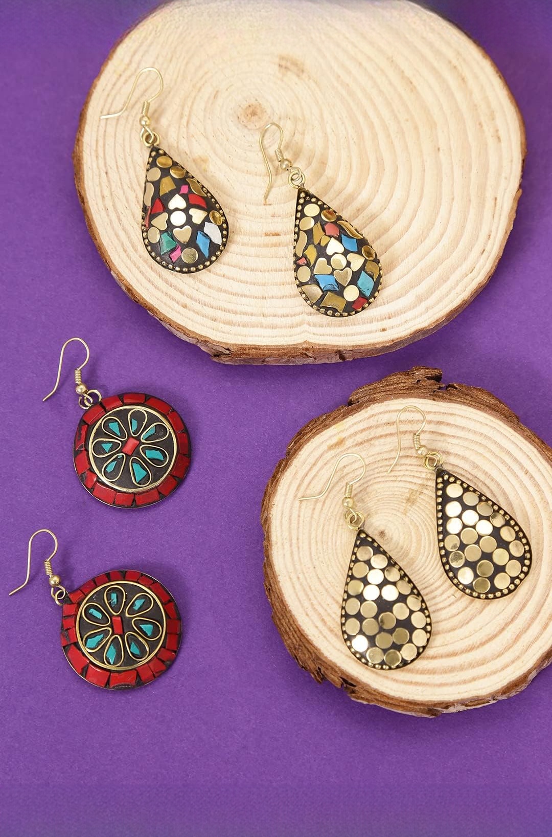 Yellow Chimes Drop Earrings For Women | Traditional Women Earrings Sets | Ethnic Combo Set Tibetan Laac Drop Earrings For Girls Accessories Jewellery | Birthday Anniversary Gift for Girls Women