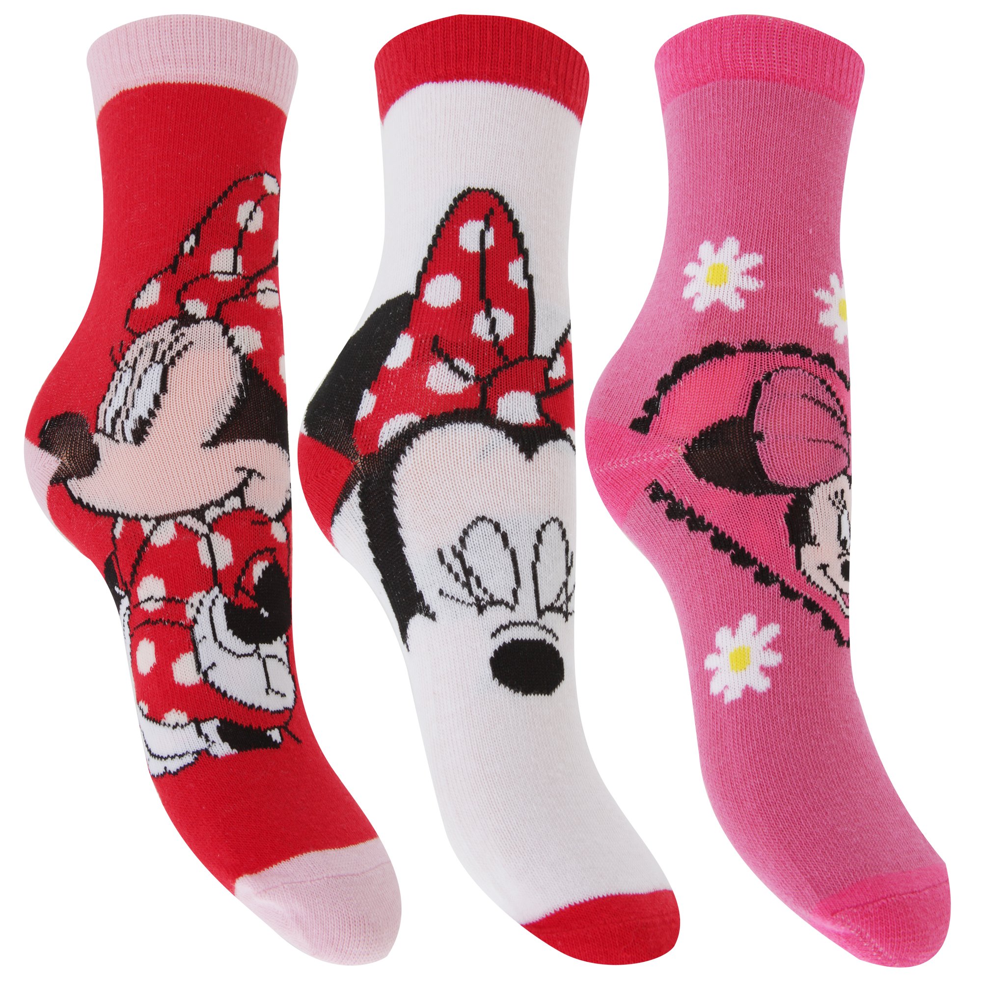 Disney Minnie Mouse Childrens Girls Official Patterned Socks (Pack Of 3)