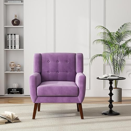 Miniatura 17 de UIXE Silla de Acento Floral, Sillón Moderno Tapizado en Tela para Sala de Estar, Cómodas Sillas de Club con Brazos Sofá Individual con Botones