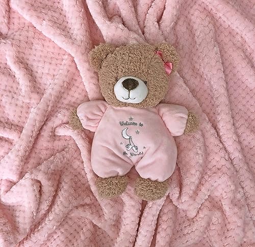 Miniatura 2 de Little Me - Sonajero de oso de peluche con bordado de Thank Heaven for Little Girls (rosa, 9 pulgadas)