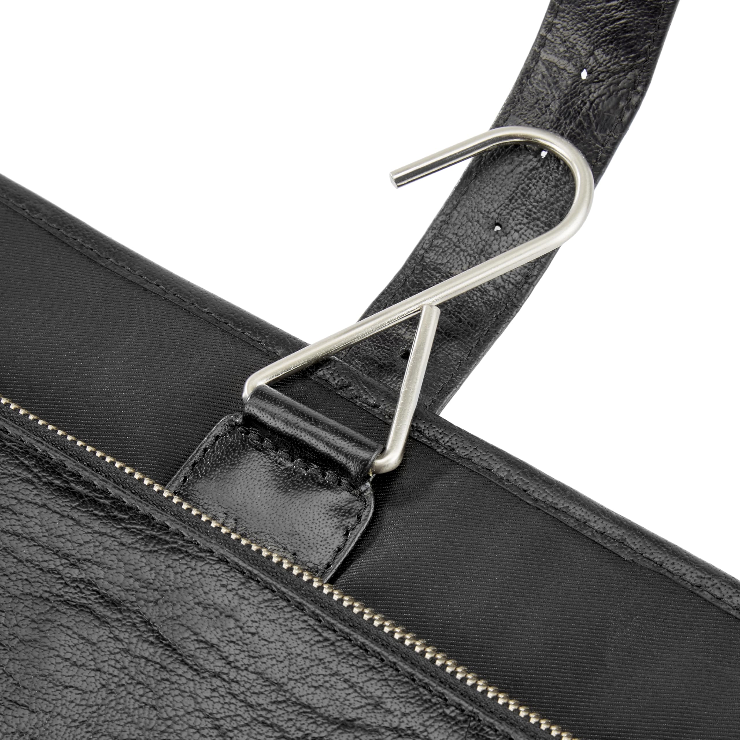 Lucleon by Trendhim - Neceser colgante de piel para hombre, espacioso neceser de piel auténtica con acabado de anilina y forro de algodón, gancho para colgar, elegante diseño danés para viajes, Black